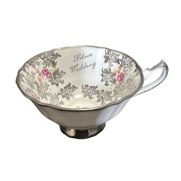25th Anniversary Elizabethan Fine Bone China Tea Cup Silver Wedding Anni… - Picture 1 of 5